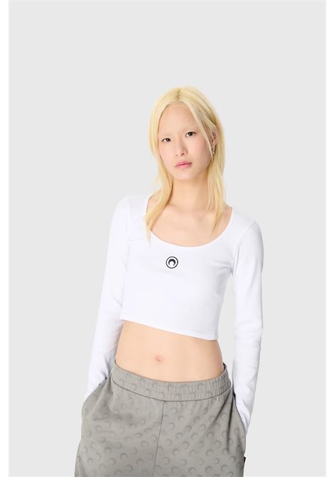top moon logo jersey roundneck donna bianco MARINE SERRE | WTT033ACJER0011WH10